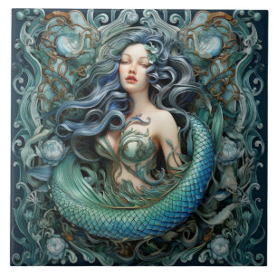Azulejo De Cerâmica Efeito de sereia 3D, Arte Aqua Marina