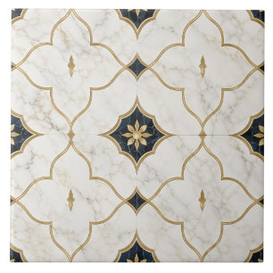 Azulejo De Cerâmica Efeito Mármore Dourado de Luxo - Padrão Geométrico