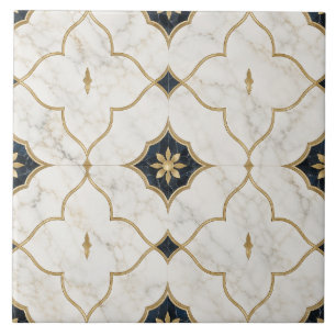 Azulejo De Cerâmica Efeito Mármore Dourado de Luxo - Padrão Geométrico