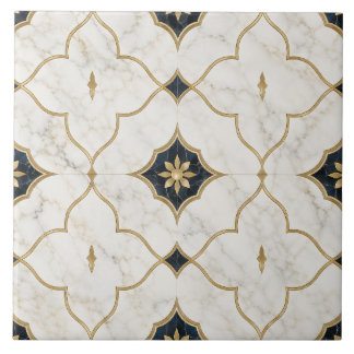 Azulejo De Cerâmica Efeito Mármore Dourado de Luxo - Padrão Geométrico