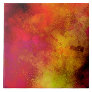 Azulejo De Cerâmica Efeito Splatter de Pintura de Galáxia Laranja