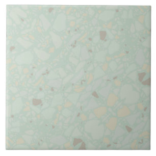 Azulejo De Cerâmica Efeito terrazzo simples moderno verde-claro-pastel