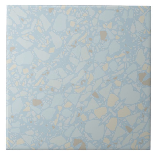 Azulejo De Cerâmica Efeito terrazzo simples simples azul-claro pastel (Frente)