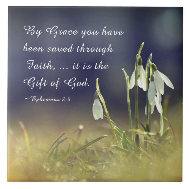 Azulejo De Cerâmica Éfesianos 2:8 Por Grace Você Foi Salva Bíblia (Frente)