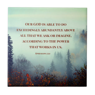 Azulejo De Cerâmica Éfesianos 3:20 Nosso DEUS é Capaz... Floresta de o