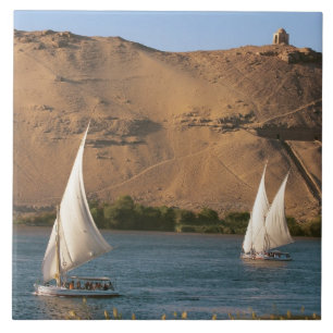 Azulejo De Cerâmica Egito, Assuã, Rio Nilo, barcos à vela Felucca,