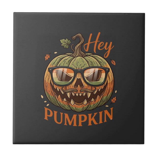 Azulejo De Cerâmica Ei Abóbora Óculos de Halloween Jack Lantern Bigode (Frente)