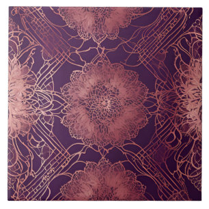 Azulejo De Cerâmica Ei Rosegold Floral AI art