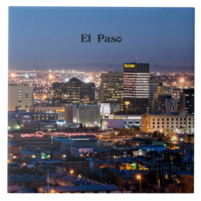 Azulejo De Cerâmica El Paso, Texas à Noite (Frente)