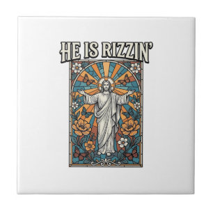 Azulejo De Cerâmica Ele É Camisa de Vidro Colorido da Páscoa Vintage R