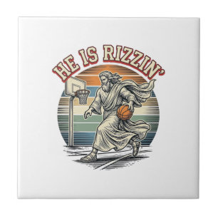 Azulejo De Cerâmica Ele Está Rizzin Camiseta Religiosa de Basquetebol 