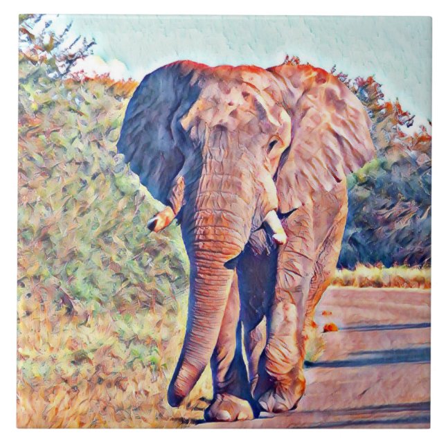 Azulejo De Cerâmica elefante aquarell (Frente)