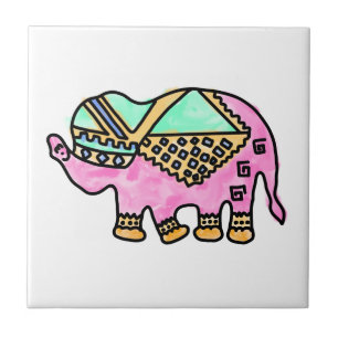 Azulejo De Cerâmica Elefante colorido, moderna aquarela