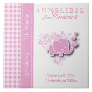 Azulejo De Cerâmica Elefante cor-de-rosa & branco da informação do