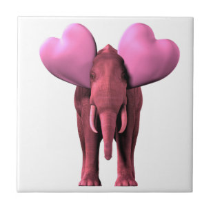 Azulejo De Cerâmica Elefante cor-de-rosa romântico