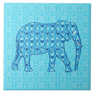 Azulejo De Cerâmica Elefante de flor de Lotus - tartaruga