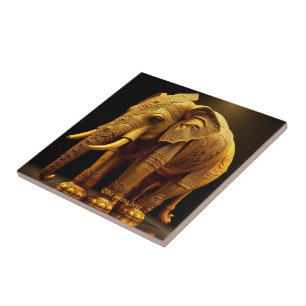 Azulejo De Cerâmica Elefante Dourado Real