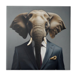 Azulejo De Cerâmica Elefante engraçado de terno