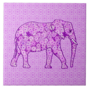 Azulejo De Cerâmica Elefante flor - roxo ametista