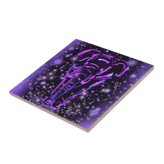Azulejo de Cerâmica Elefante Roxo (Lateral)