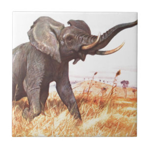 Azulejo De Cerâmica Elefantes africanos dos animais do destino da selv
