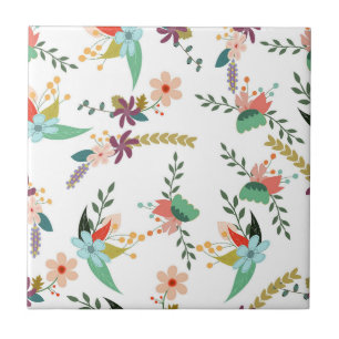 Azulejo De Cerâmica Elegância Botânica" Padrão Floral