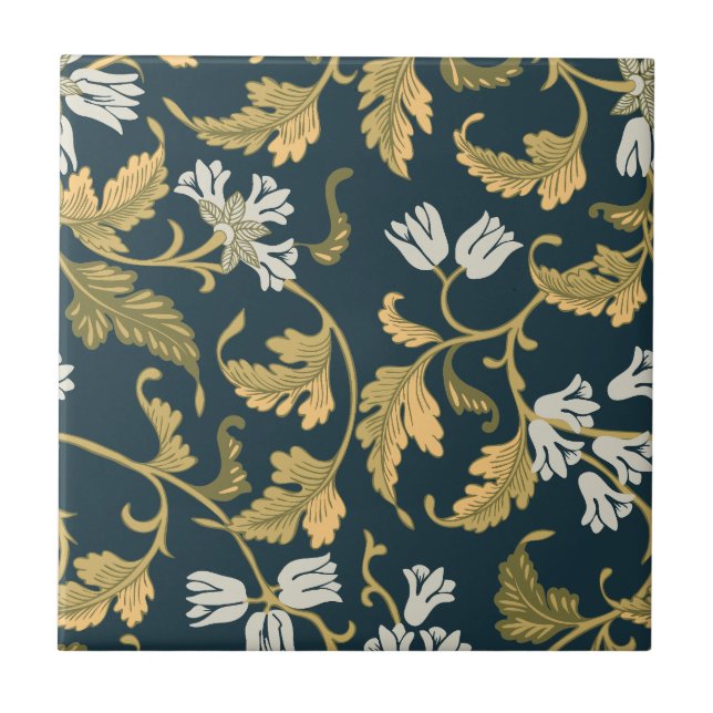 Azulejo De Cerâmica Elegância Botânica Vintage (Frente)