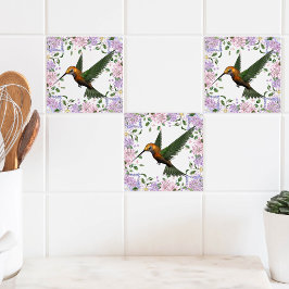 Azulejo De Cerâmica Elegância da Natureza: Voo Hummingbird