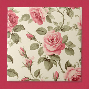 Azulejo De Cerâmica Elegância de Flor de Pêssego Pétala Rosa