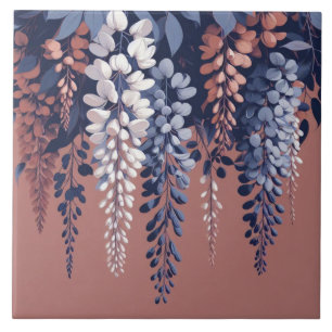 Azulejo De Cerâmica Elegância de Wisteria de marinho e Rosa