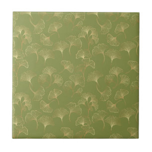 Azulejo De Cerâmica Elegância do Ginkgo Esmeralda – Botânica de Luxo a