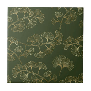 Azulejo De Cerâmica Elegância do Ginkgo Esmeralda – Botânica de Luxo a