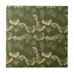 Azulejo De Cerâmica Elegância do Ginkgo Esmeralda – Botânica de Luxo a
