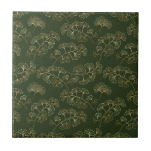 Azulejo De Cerâmica Elegância do Ginkgo Esmeralda – Botânica de Luxo a