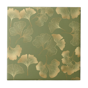 Azulejo De Cerâmica Elegância do Ginkgo Esmeralda – Botânica de Luxo a