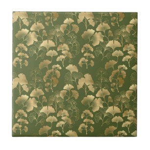 Azulejo De Cerâmica Elegância do Ginkgo Esmeralda – Botânica de Luxo e