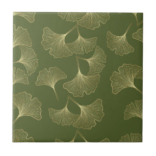 Azulejo De Cerâmica Elegância do Ginkgo Esmeralda – Botânica de Luxo e