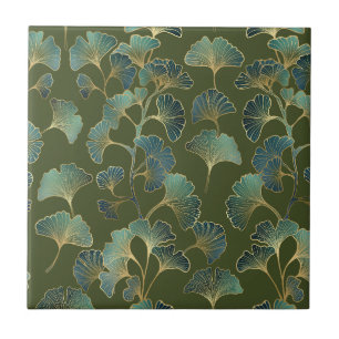 Azulejo De Cerâmica Elegância do Ginkgo Esmeralda – Botânica de Luxo e
