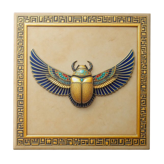 Azulejo De Cerâmica Elegância do ouro Scarab (Frente)