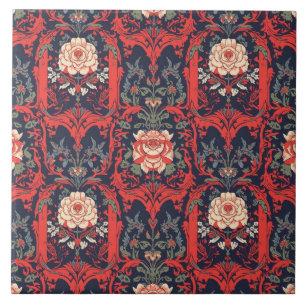 Azulejo De Cerâmica Elegância Floral Art Nouveau Negrito