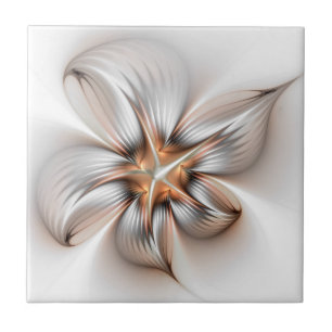 Azulejo De Cerâmica Elegância Floral Arte Fractal Abstrata Moderna