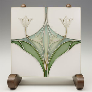 Azulejo de Cerâmica Elegância Lírio Art Nouveau