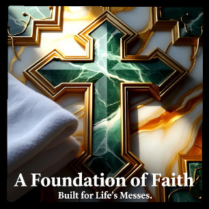 Azulejo De Cerâmica Elegância na cruz de mármore enquadrada por Ouro d