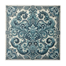 Azulejo De Cerâmica Elegância Turquesa - Design Inspirado em Portugal