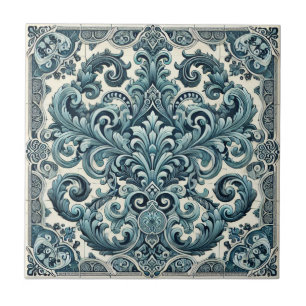 Azulejo De Cerâmica Elegância Turquesa - Design Inspirado em Portugal
