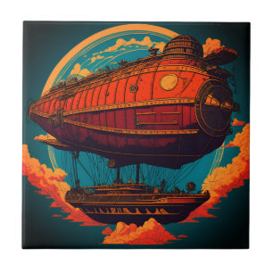 Azulejo De Cerâmica Elegância Vintage - Aeroporto Majestoso Steampunk
