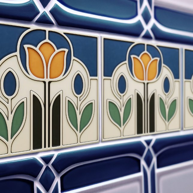 Azulejo De Cerâmica Elegant Art Nouveau Tulip Ceramic Tile (Criador carregado)
