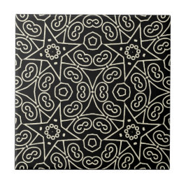 Azulejo De Cerâmica Elegant Black & White Abstract Geometric Pattern 