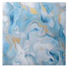 Azulejo De Cerâmica Elegant Blue And White Gold Marble Pattern 