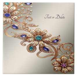 Azulejo De Cerâmica Elegant Gold Jewel Flowers Ceramic Tile